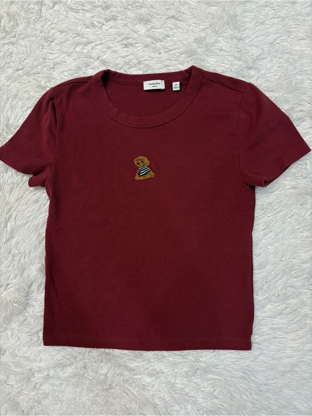 Aritzia Sunday Best BestHug™ Little Ribbed Icon Dog T-Shirt Red - Picture 3 of 5